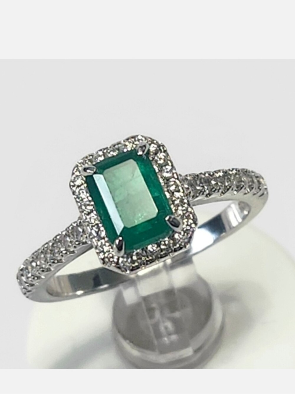 1.00 ctw Tourmaline Emerald Cut Sterling Silver Ring size 7 NEW
